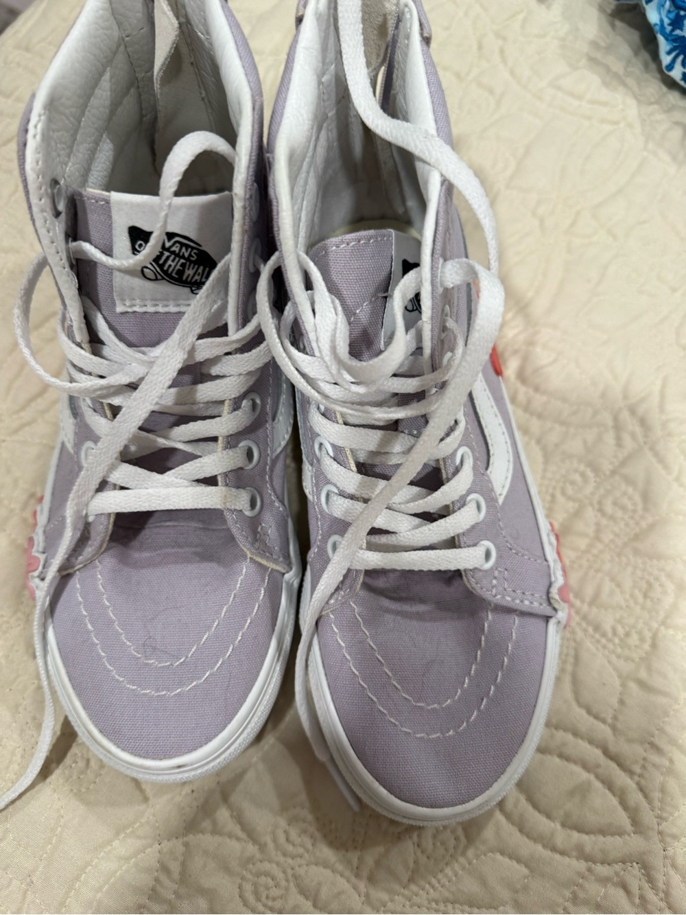 Vans Kids High-Top Canvas Sneakers in Lavender with White Laces